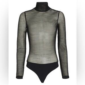 INTERMIX Black Sheer Long Sleeve Bodysuit